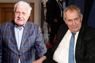 Klausovi spadla obálka, Zeman žertoval o skleróze. K volbám vyrazili s manželkami a nešetřili rýpanci - Super.cz